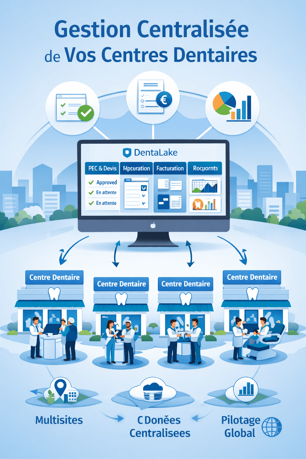 Dashboard groupe — pilotage multi-centres