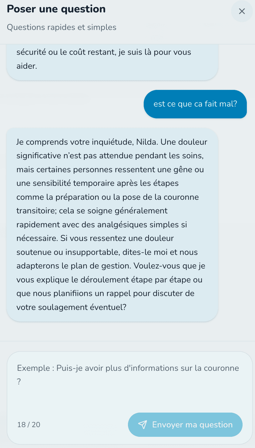 Module questions & demande de rappel